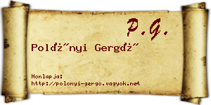 Polónyi Gergő névjegykártya